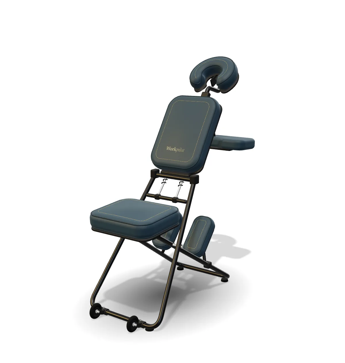 Mobiler Massagestuhl von Workpilot mit Gesichtsauflage, Brustpolster, Armauflage, Sitz und Kniepolstern
